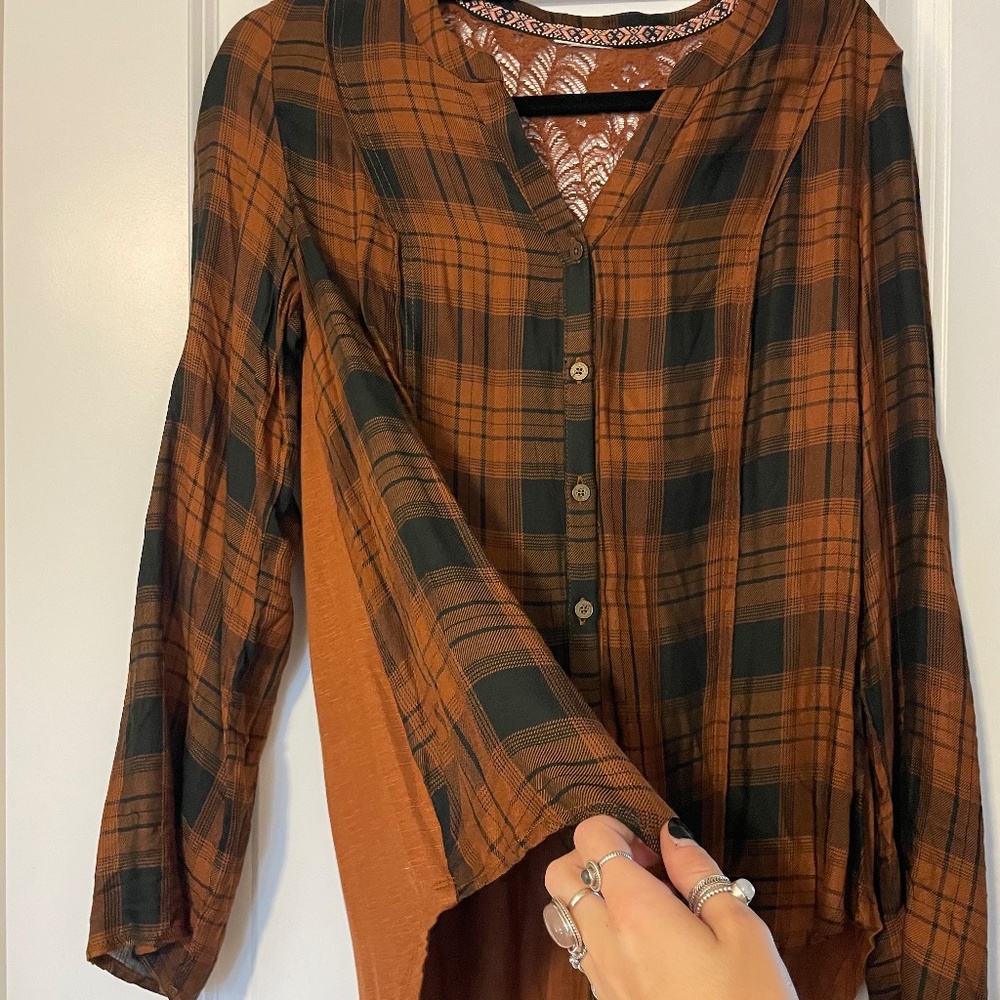 Accented Flannel Top
